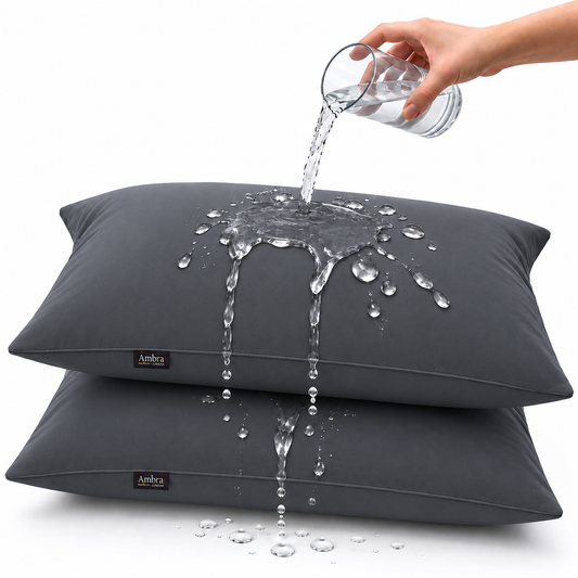 Terry Cotton Pillow Protector - Grey Colour – Waterproof, Soft & Durable