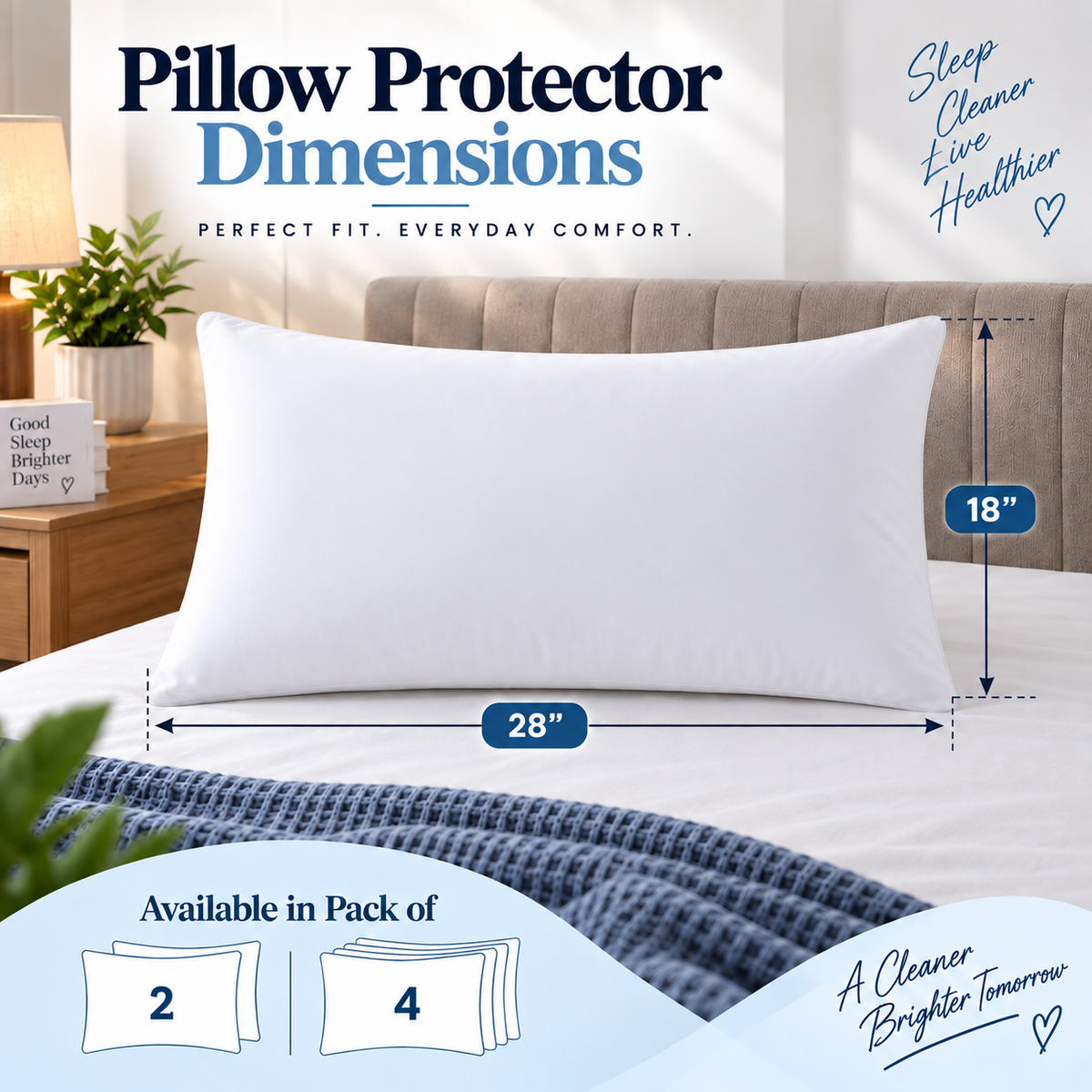 Terry Cotton Pillow Protector - White Colour – Waterproof, Soft & Durable