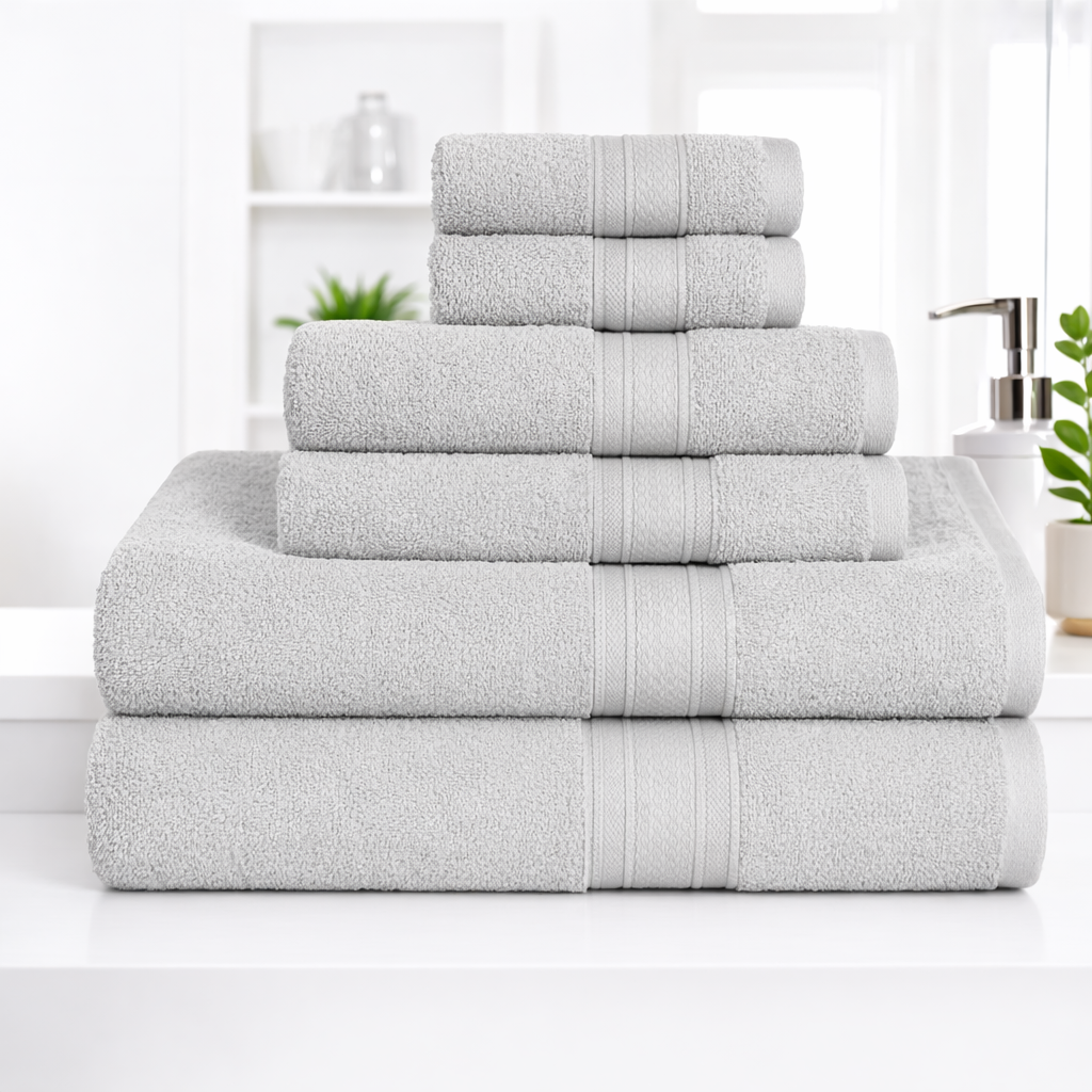 Premium 6 Piece Cotton Towel Set (Bath, Hand & Face)