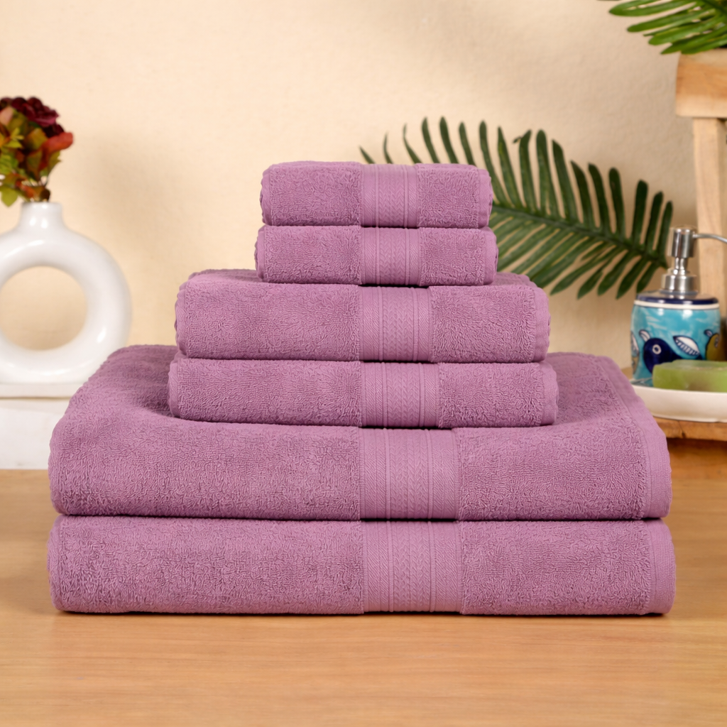 Premium 6 Piece Cotton Towel Set (Bath, Hand & Face)