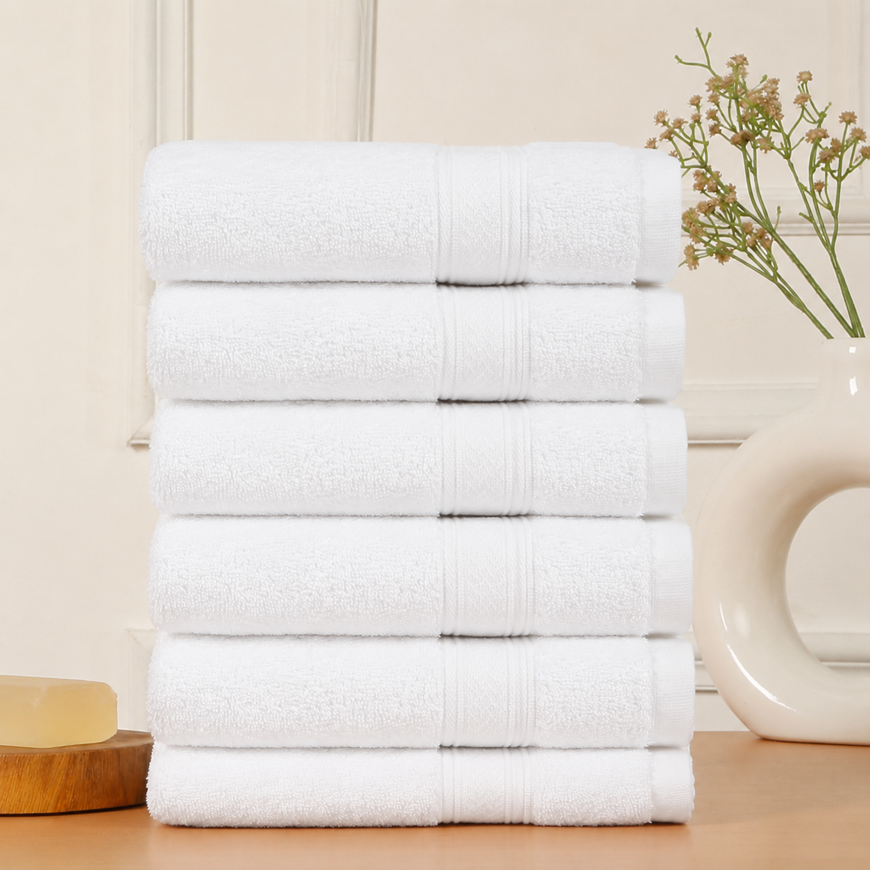 Premium 500 GSM 100% Cotton White Colour Hand Towels