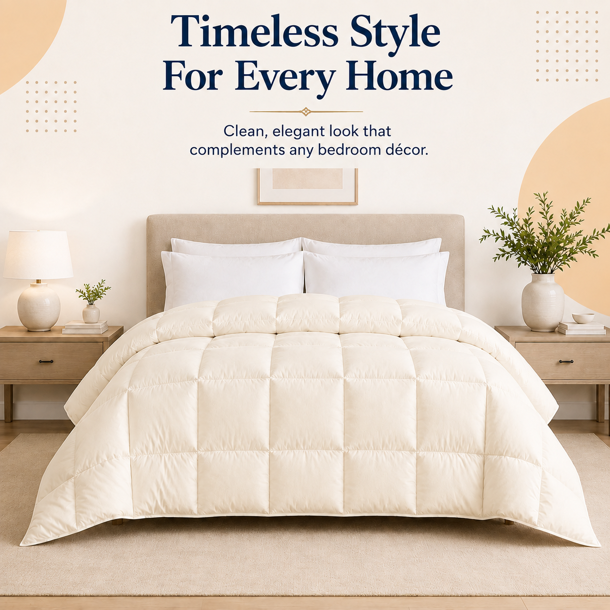 Solid Cream Microfiber Comforter – 300 GSM All-Season AC Comforter & Blanket