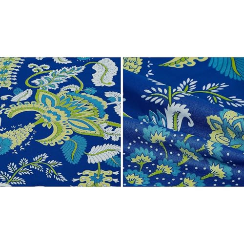 Blue Floral Printed Queen Flat Bedsheet with 2 Pillow Covers
