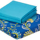 Blue Floral Printed Queen Flat Bedsheet with 2 Pillow Covers