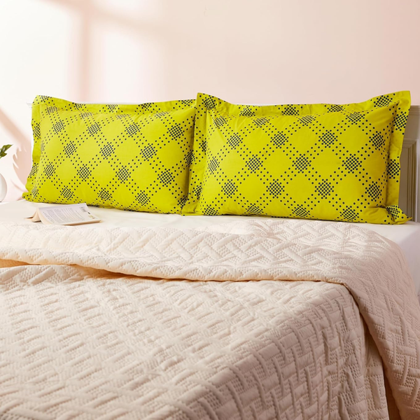 Lime Green Geometric Printed Pillow Cover Set of 2