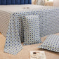 Blue Geometric Printed Queen Flat Bedsheet with 2 Pillow Covers