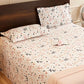 Pastel Floral Printed Queen Flat Bedsheet with 2 Pillow Covers