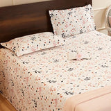 Pastel Floral Printed Queen Flat Bedsheet with 2 Pillow Covers