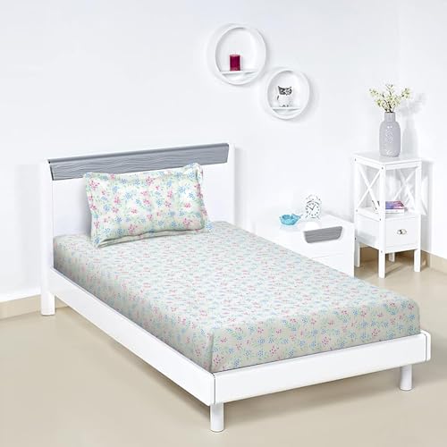 Pastel Floral Printed Single Bedsheet with 1 Pillow Cover
