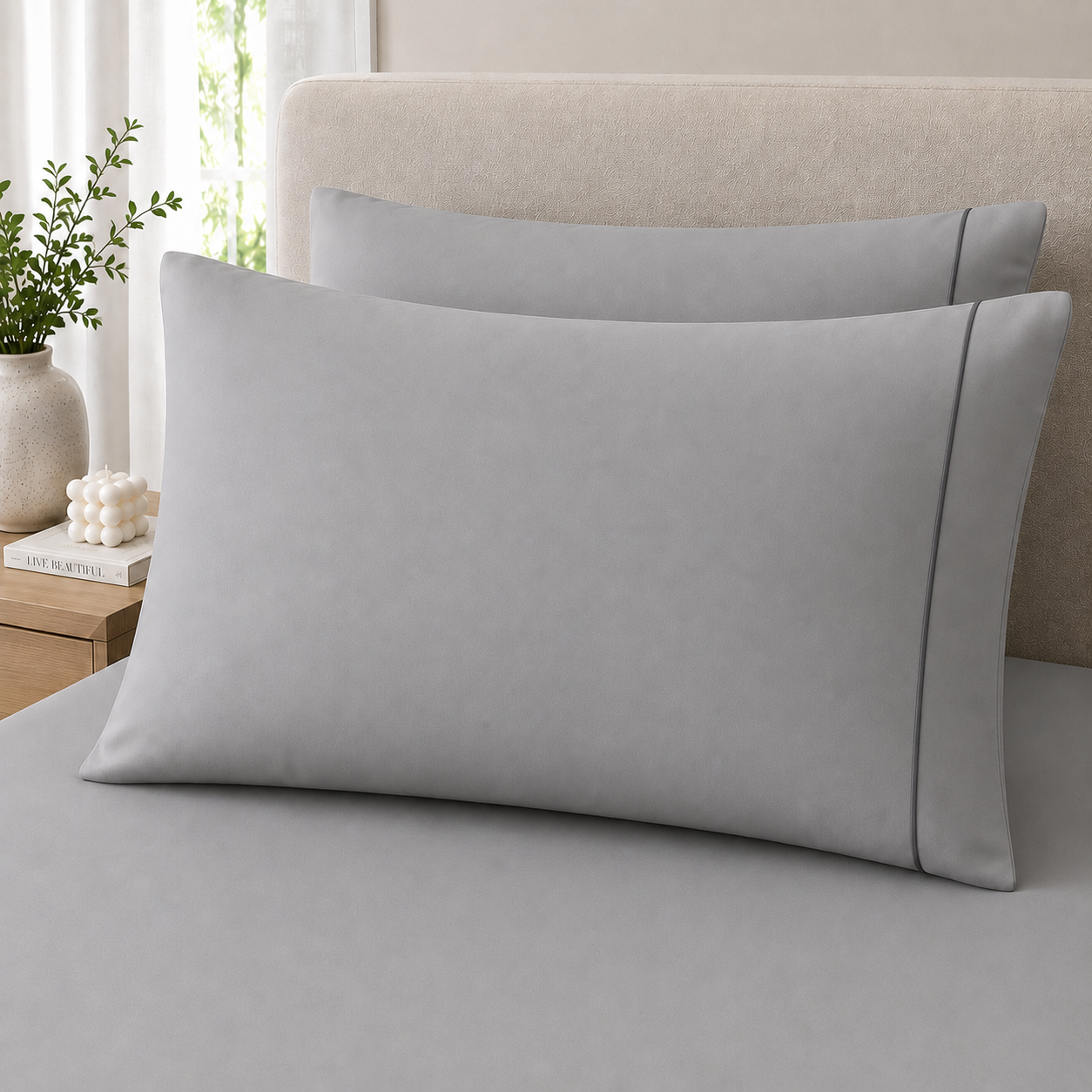 400 Thread Count 100% Organic Cotton Merrow Design Grey Mist – Dark Grey Premium Bedsheet King Size