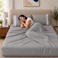 400 Thread Count 100% Organic Cotton Lace Style Grey Mist Premium Bedsheet King Size