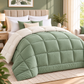 300 GSM Reversible Microfiber Sage And Cream Comforter – Double Bed | Soft, Fluffy & All-Season
