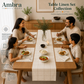 Ivory & Maroon 7-Piece Table Linen Set | Minimalist Grid Design | 6 Placemats & 6 Dinner Napkins (Copy)