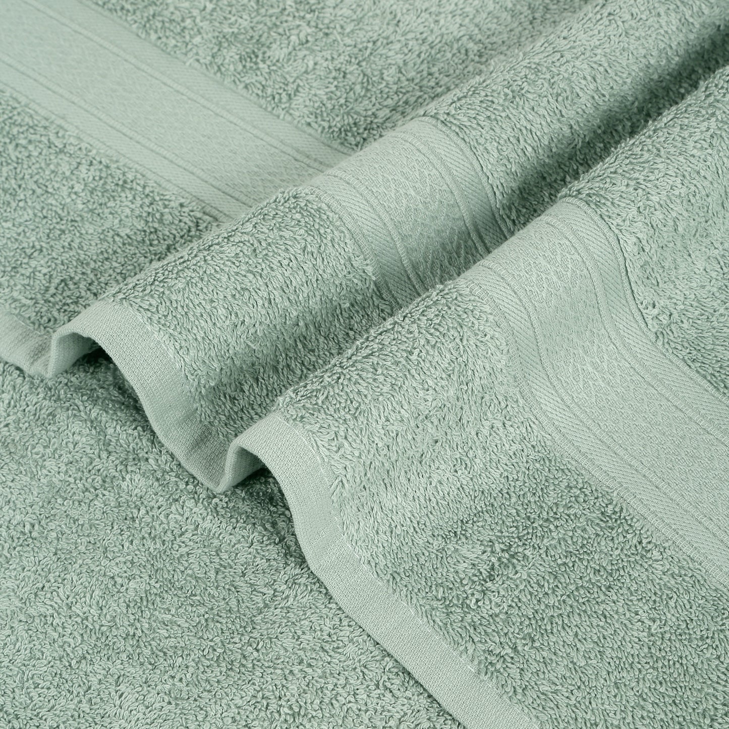 Premium 6 Piece Aqua Green Colour Cotton Towel Set (Bath, Hand & Face)