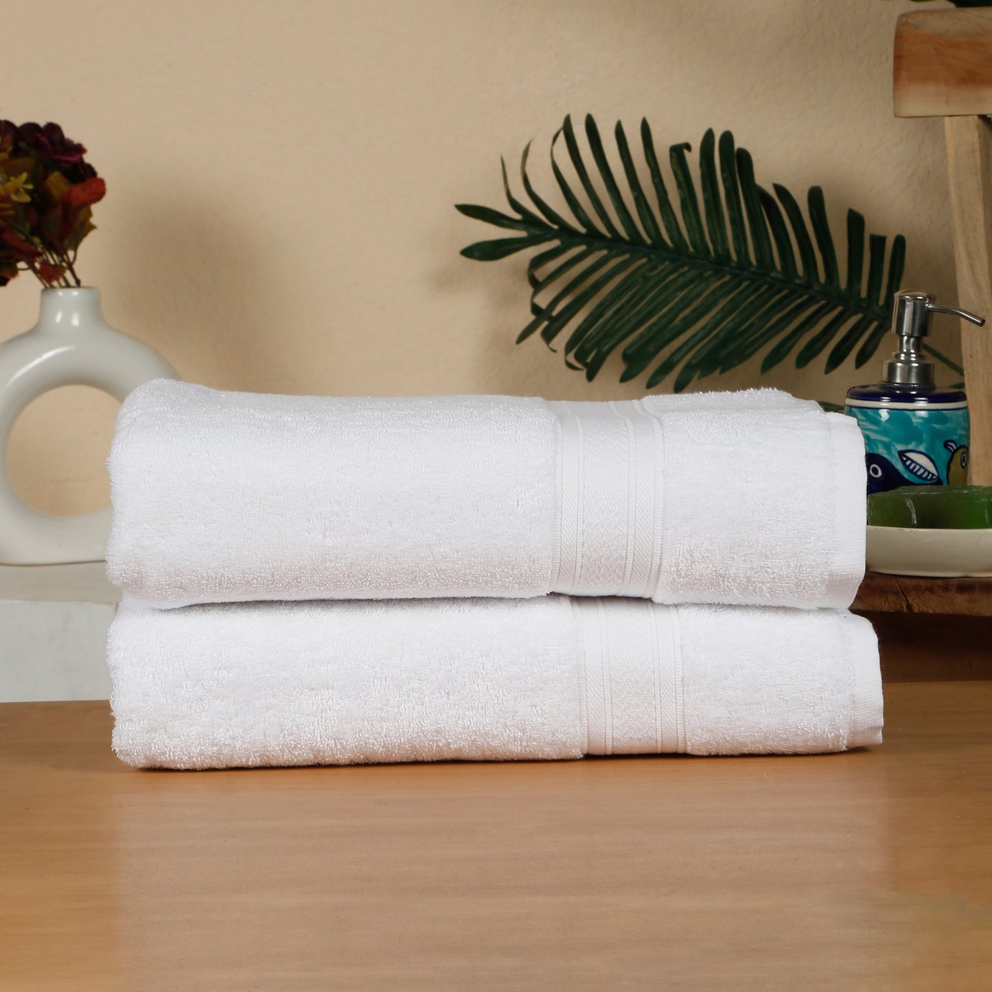 Premium 500 GSM 100% Cotton Bath Towel (Pack of 2)
