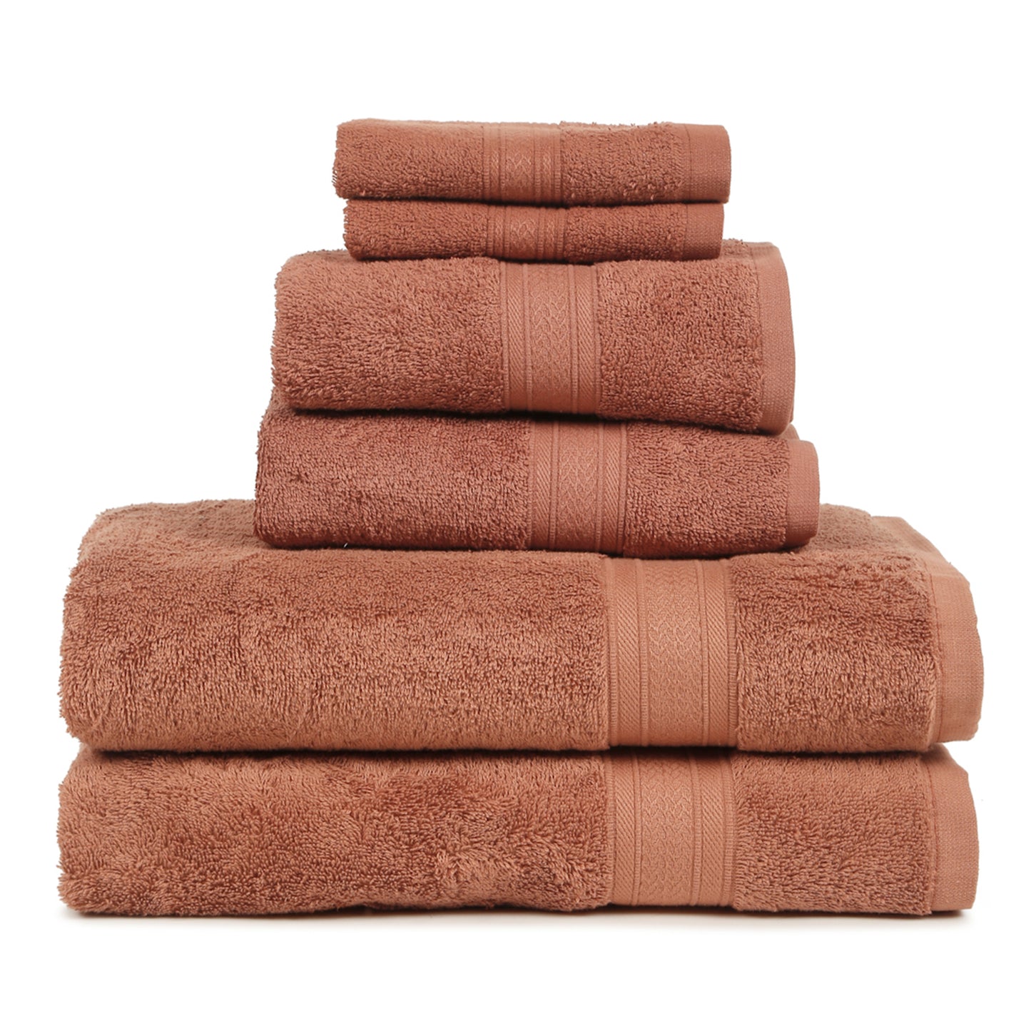 Premium 6 Piece Dark Rust Colour Cotton Towel Set (Bath, Hand & Face)