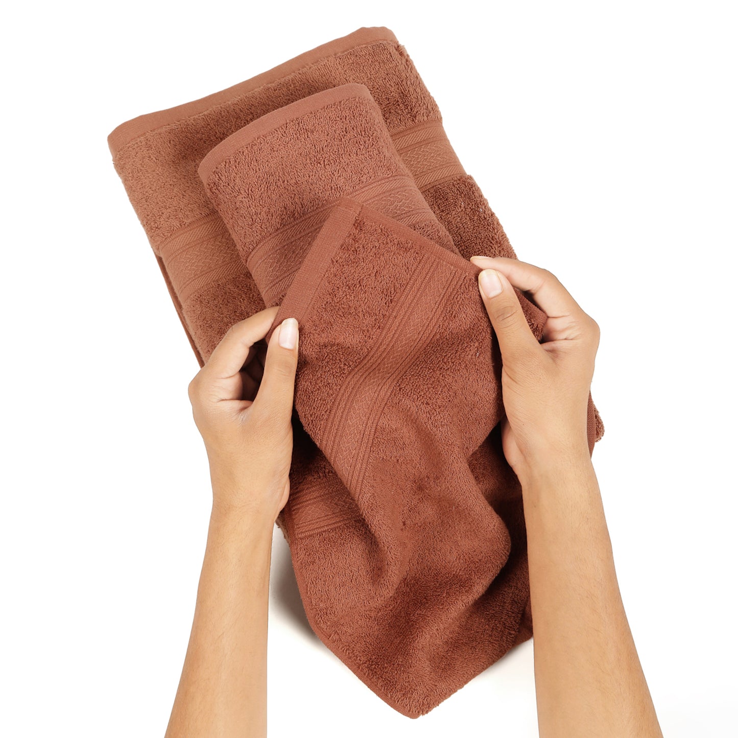 Premium 6 Piece Dark Rust Colour Cotton Towel Set (Bath, Hand & Face)