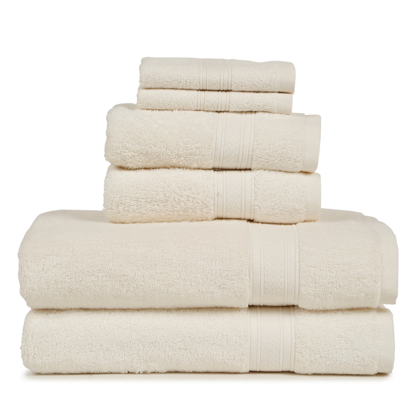 Premium 6 Piece Cream Colour Cotton Towel Set (Bath, Hand & Face)