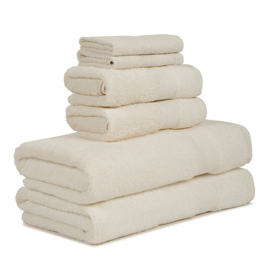 Premium 6 Piece Cream Colour Cotton Towel Set (Bath, Hand & Face)