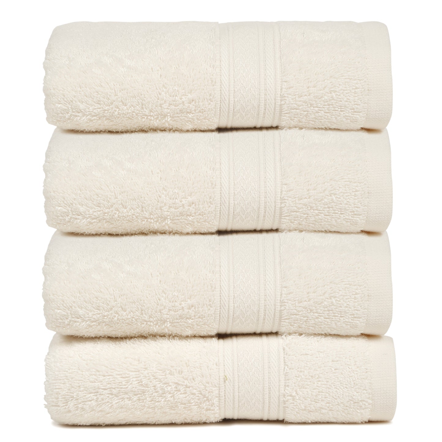 Premium 500 GSM 100% Cotton Cream Colour Hand Towels (Pack of 4)