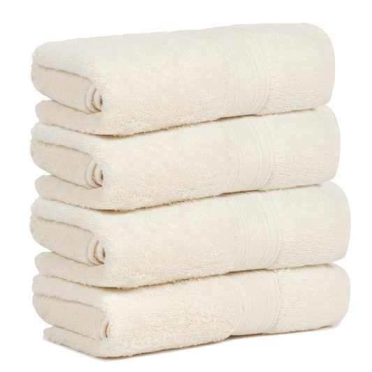 Premium 500 GSM 100% Cotton Cream Colour Hand Towels (Pack of 4)