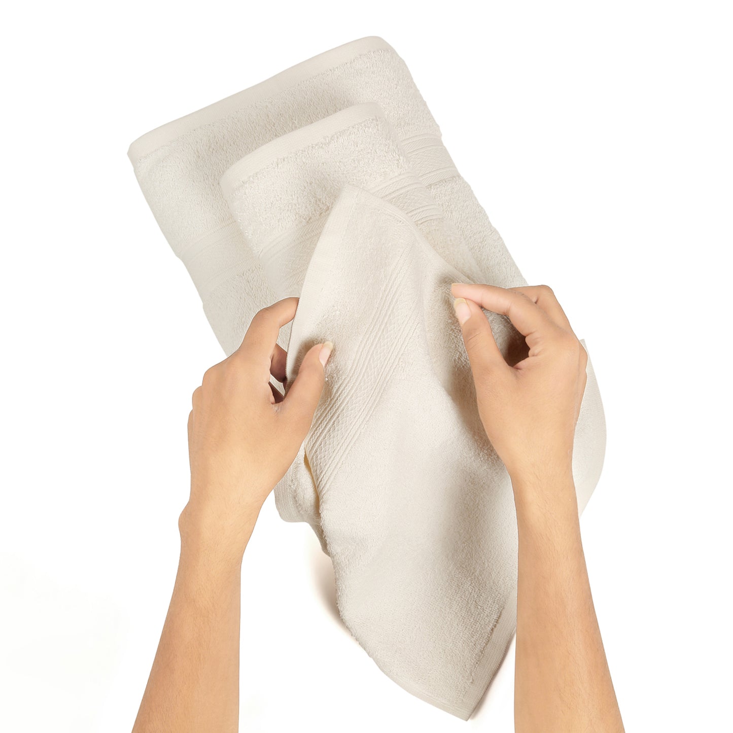 Premium 6 Piece Cream Colour Cotton Towel Set (Bath, Hand & Face)
