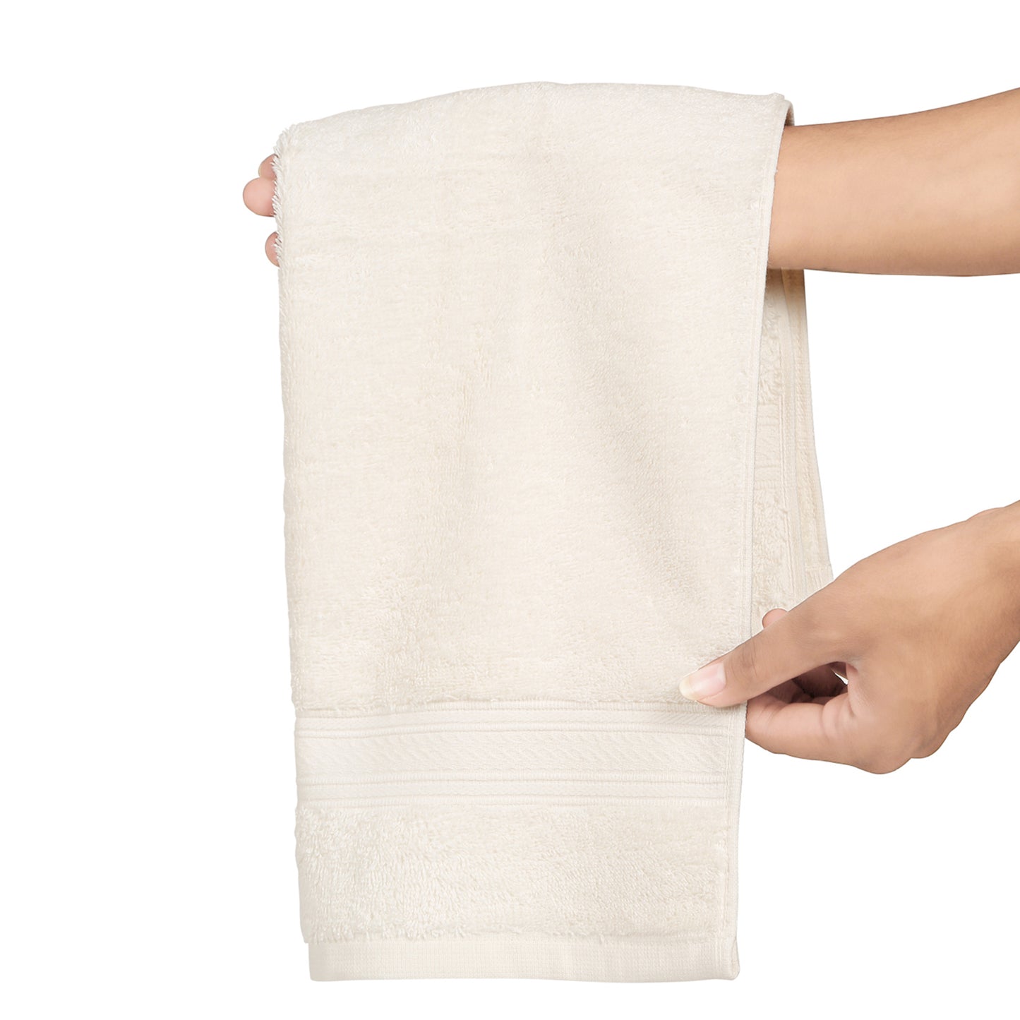 Premium 500 GSM 100% Cotton Cream Colour Hand Towels (Pack of 4)