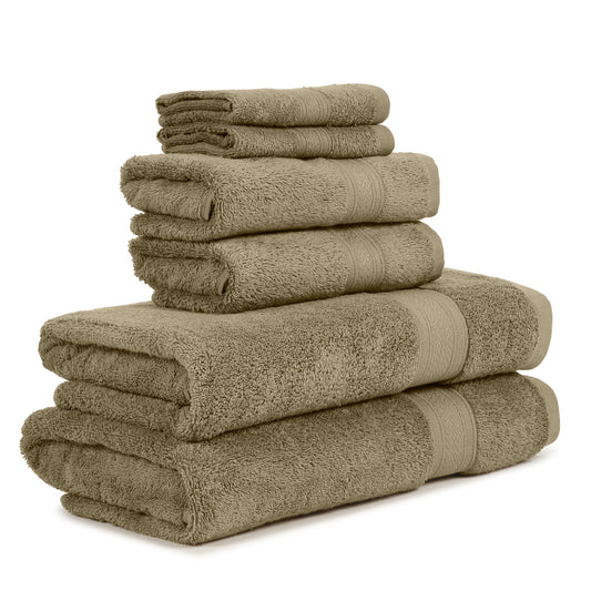 Premium 6 Piece Brown Colour Cotton Towel Set (Bath, Hand & Face)