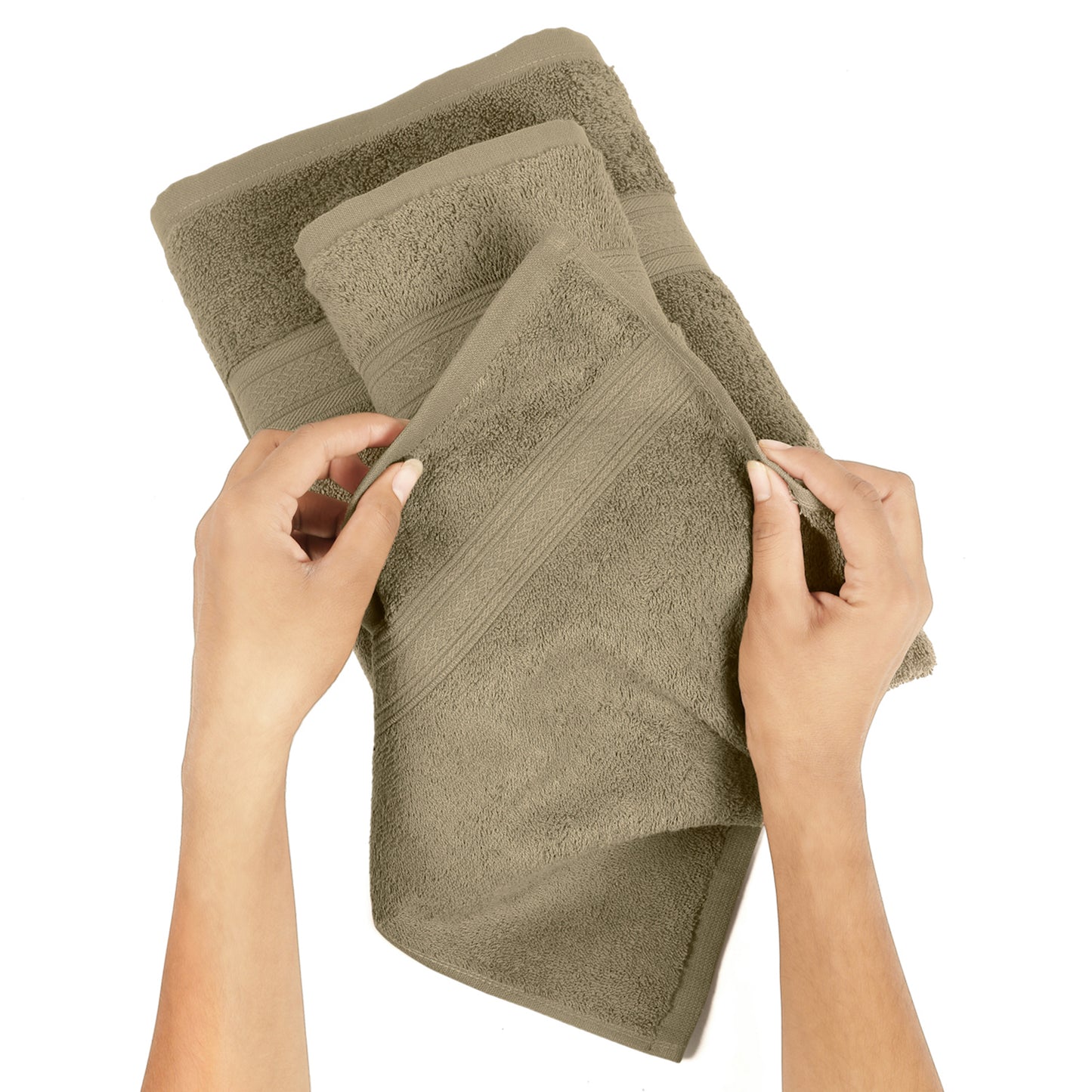 Premium 6 Piece Brown Colour Cotton Towel Set (Bath, Hand & Face)