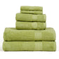 Premium 6 Piece Summer Green Colour Cotton Towel Set (Bath, Hand & Face)