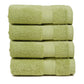 Premium 500 GSM 100% Cotton Summer Green Colour Hand Towels (Pack of 4)