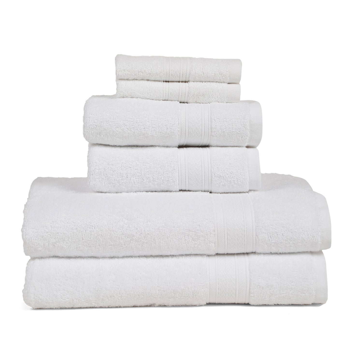 Premium 6 Piece White Colour Cotton Towel Set (Bath, Hand & Face)