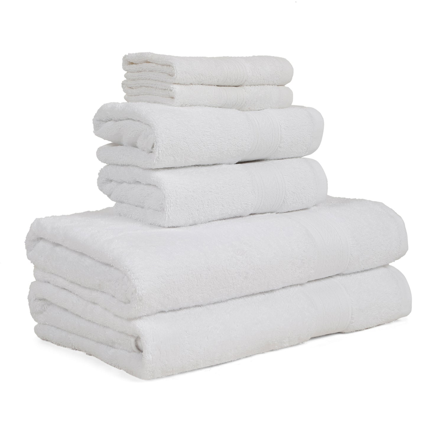 Premium 6 Piece White Colour Cotton Towel Set (Bath, Hand & Face)