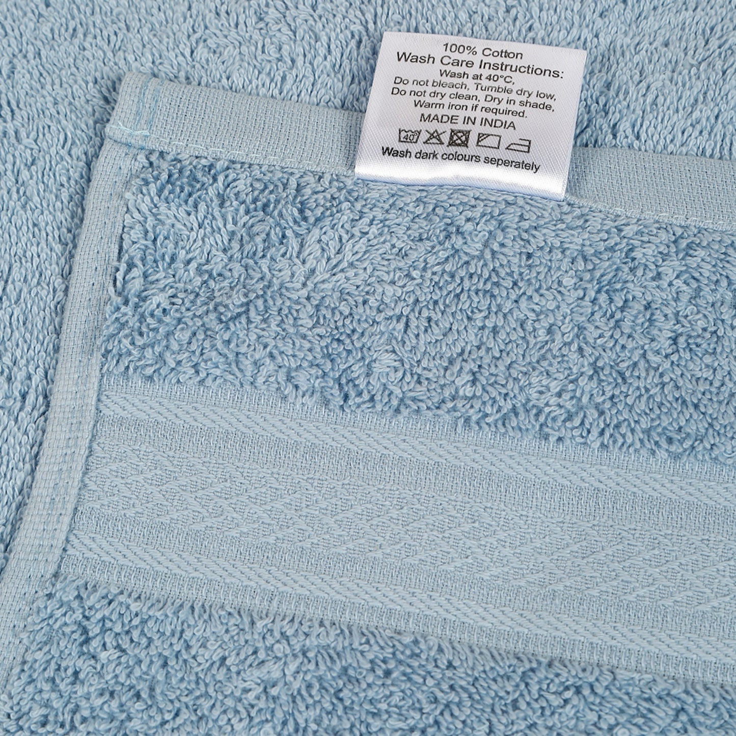 Premium 500 GSM 100% Cotton Sky Blue Colour Hand Towels (Pack of 4)