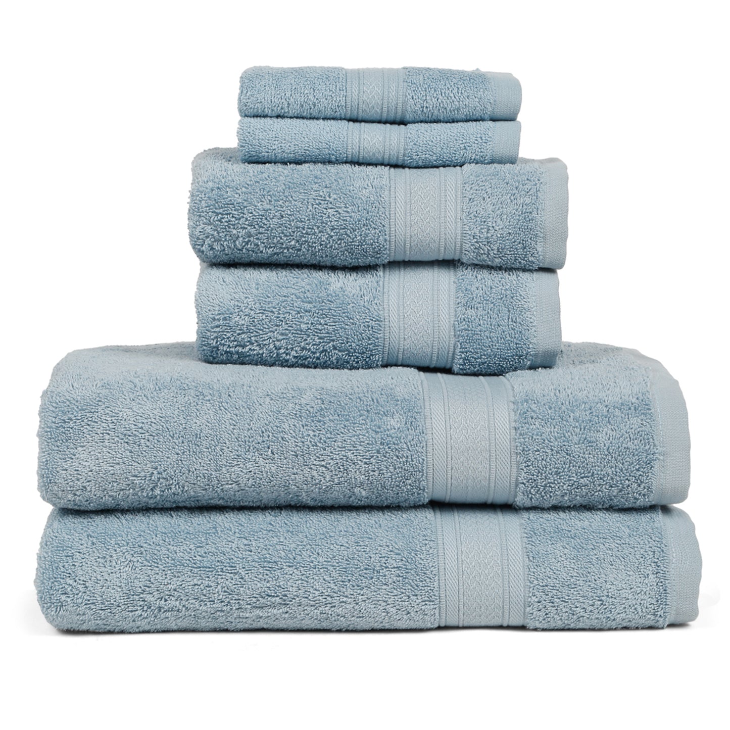 Premium 6 Piece Sky Blue Colour Cotton Towel Set (Bath, Hand & Face)