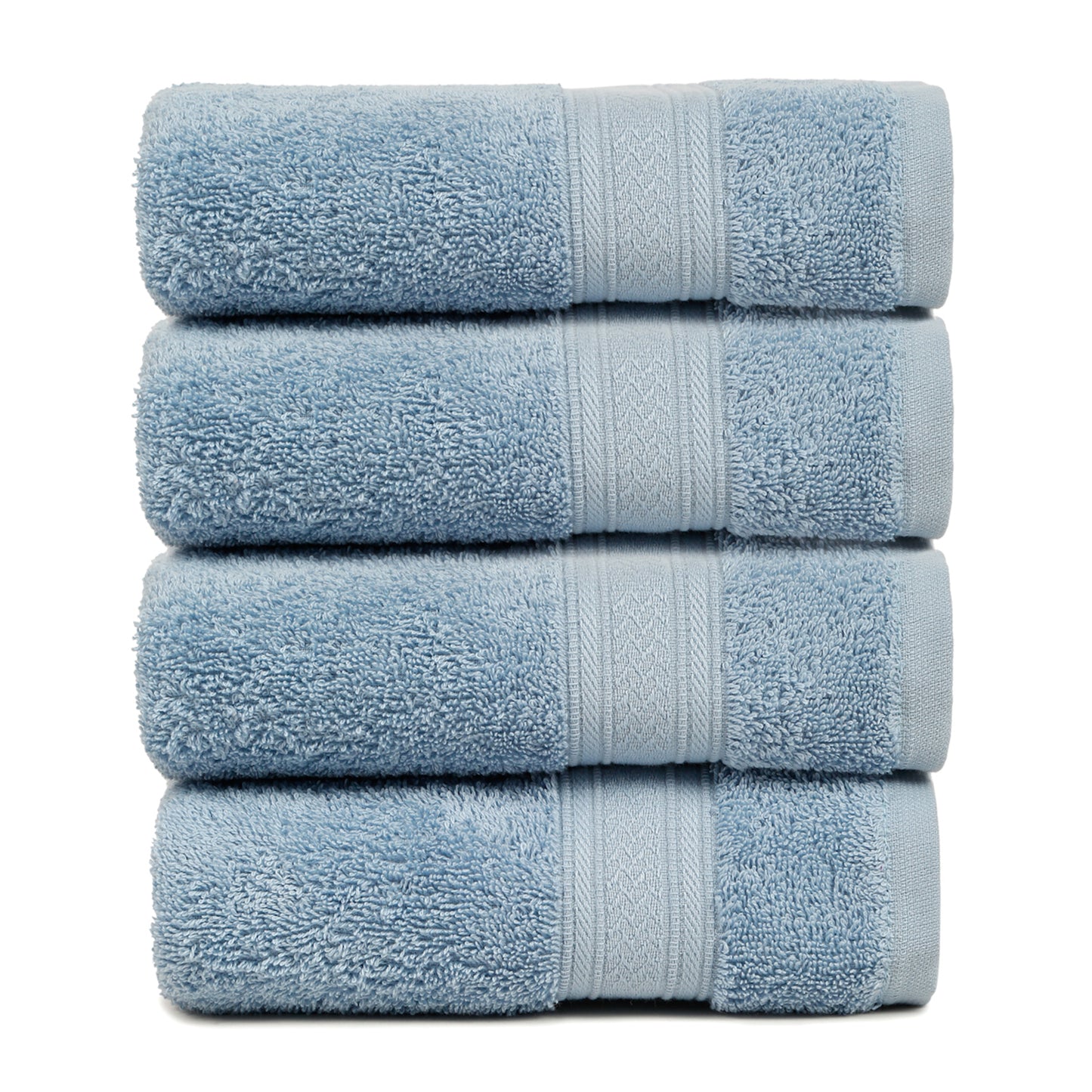 Premium 500 GSM 100% Cotton Sky Blue Colour Hand Towels (Pack of 4)