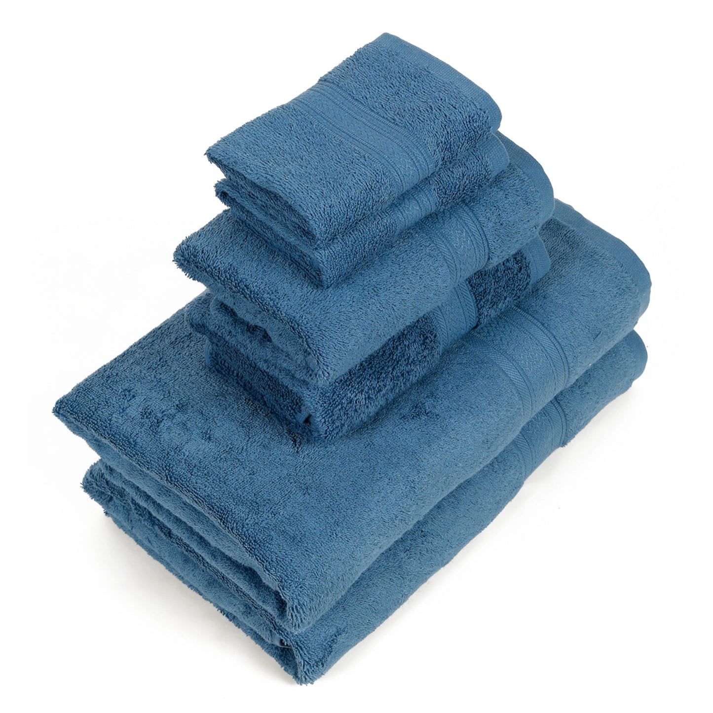 Premium 6 Piece Dark Blue Colour Cotton Towel Set (Bath, Hand & Face)