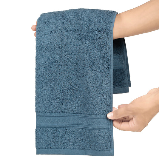 Premium 500 GSM 100% Cotton Dark Blue Colour Hand Towels (Pack of 4)