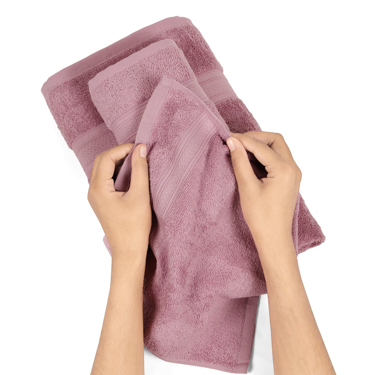 Premium 6 Piece Lilac Colour Cotton Towel Set (Bath, Hand & Face)