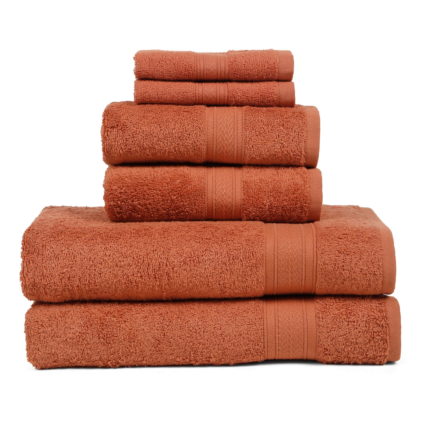 Premium 6 Piece Rust Colour Cotton Towel Set (Bath, Hand & Face)