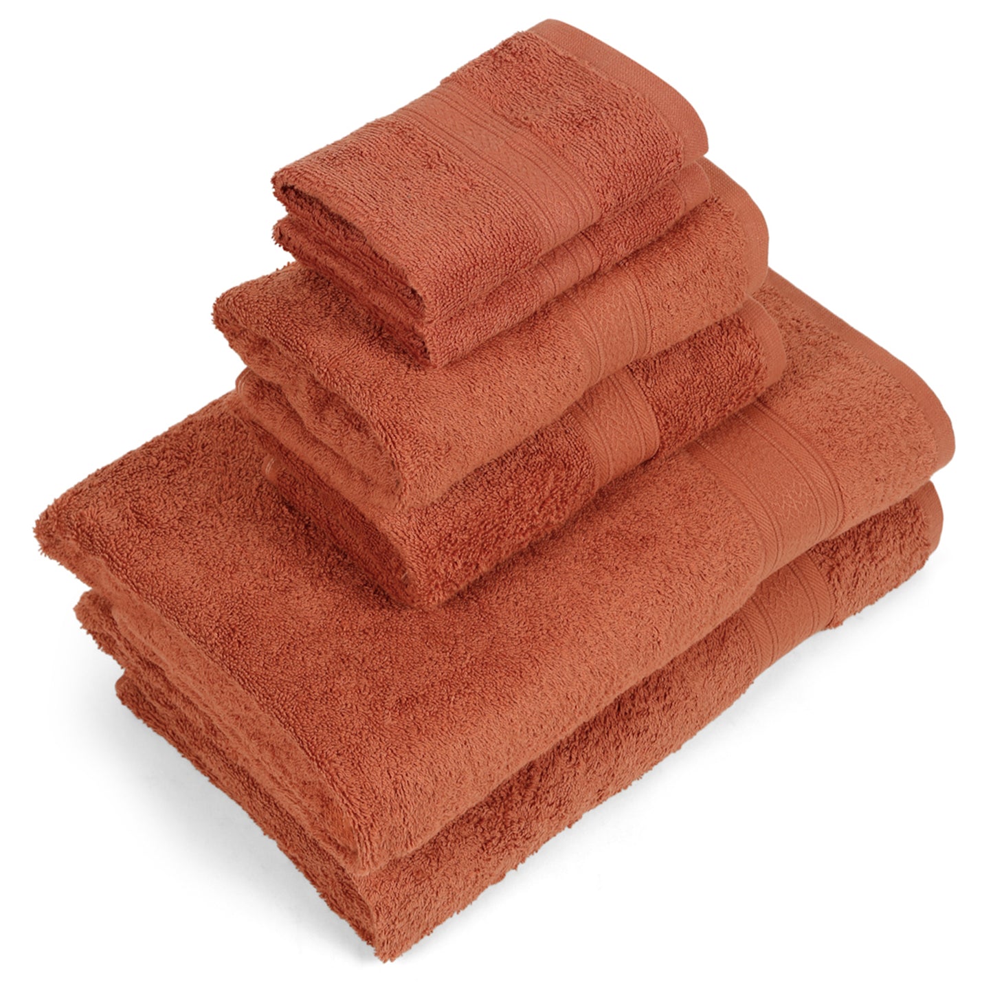 Premium 6 Piece Rust Colour Cotton Towel Set (Bath, Hand & Face)