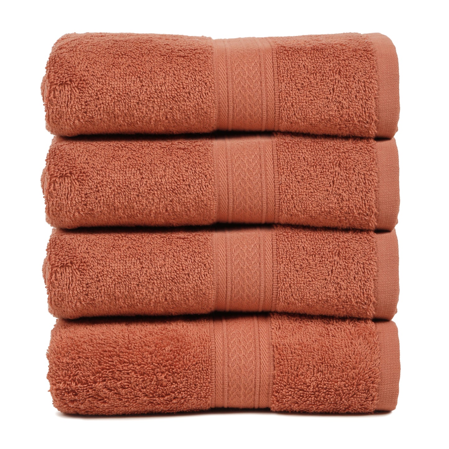 Premium 500 GSM 100% Cotton Rust Colour Hand Towels (Pack of 4)