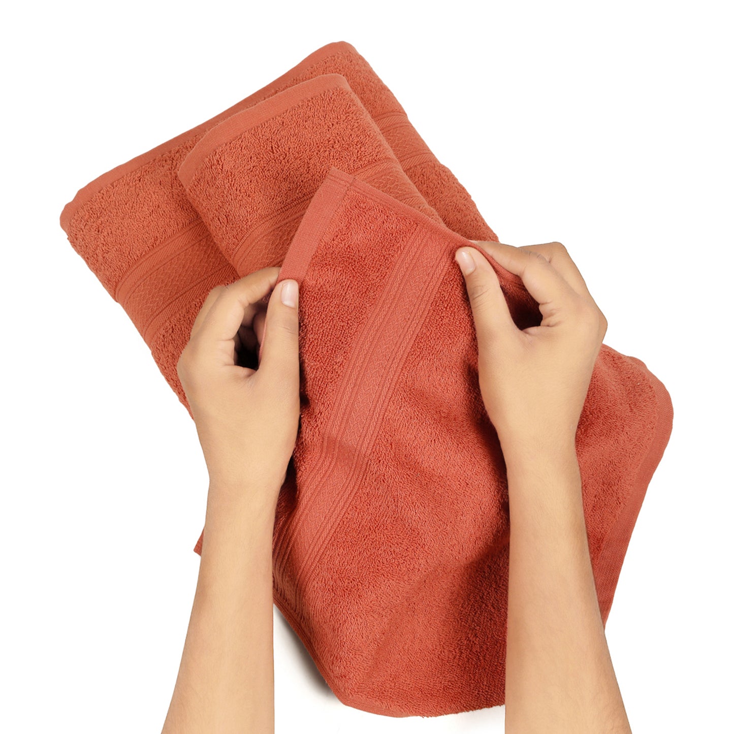 Premium 6 Piece Rust Colour Cotton Towel Set (Bath, Hand & Face)