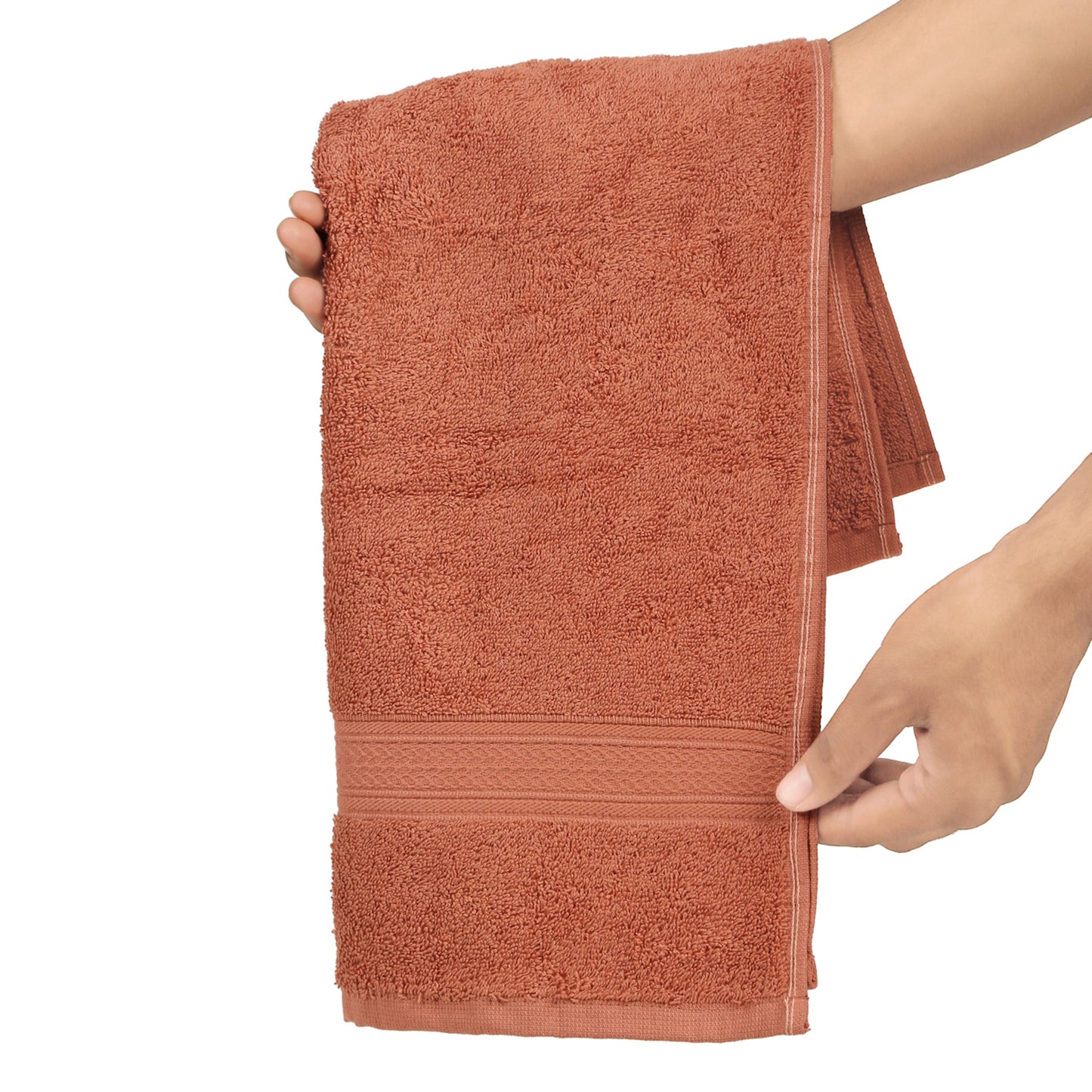 Premium 500 GSM 100% Cotton Rust Colour Hand Towels (Pack of 4)