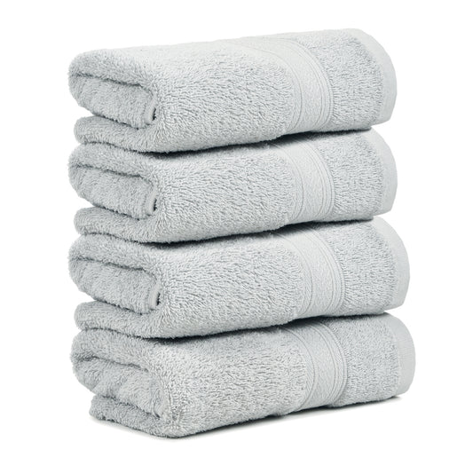 Premium 500 GSM 100% Cotton Light Grey Colour Hand Towels (Pack of 4)