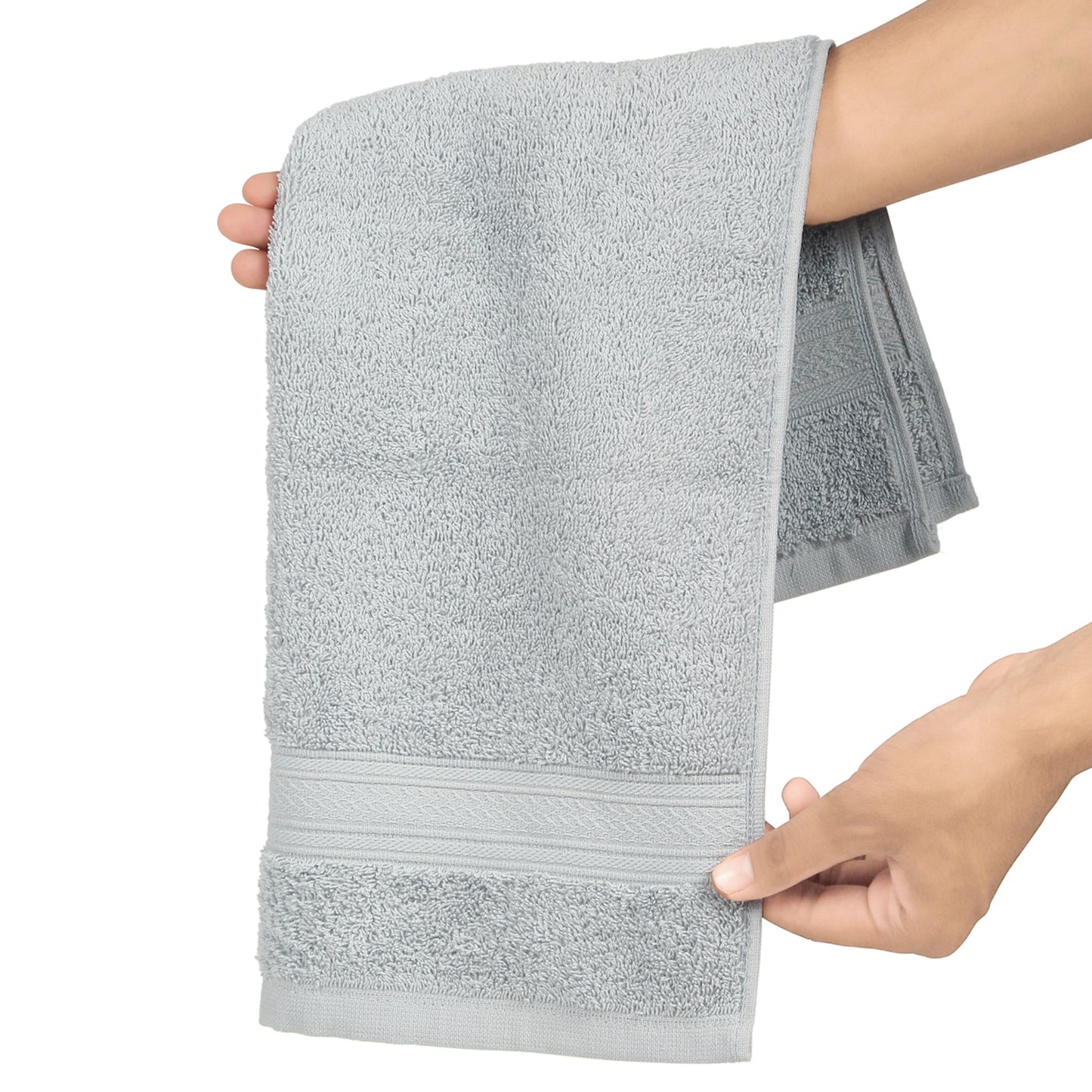Premium 500 GSM 100% Cotton Light Grey Colour Hand Towels (Pack of 4)