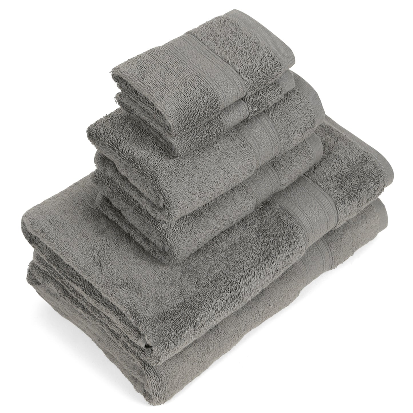 Premium 6 Piece Dark Grey Colour Cotton Towel Set (Bath, Hand & Face)