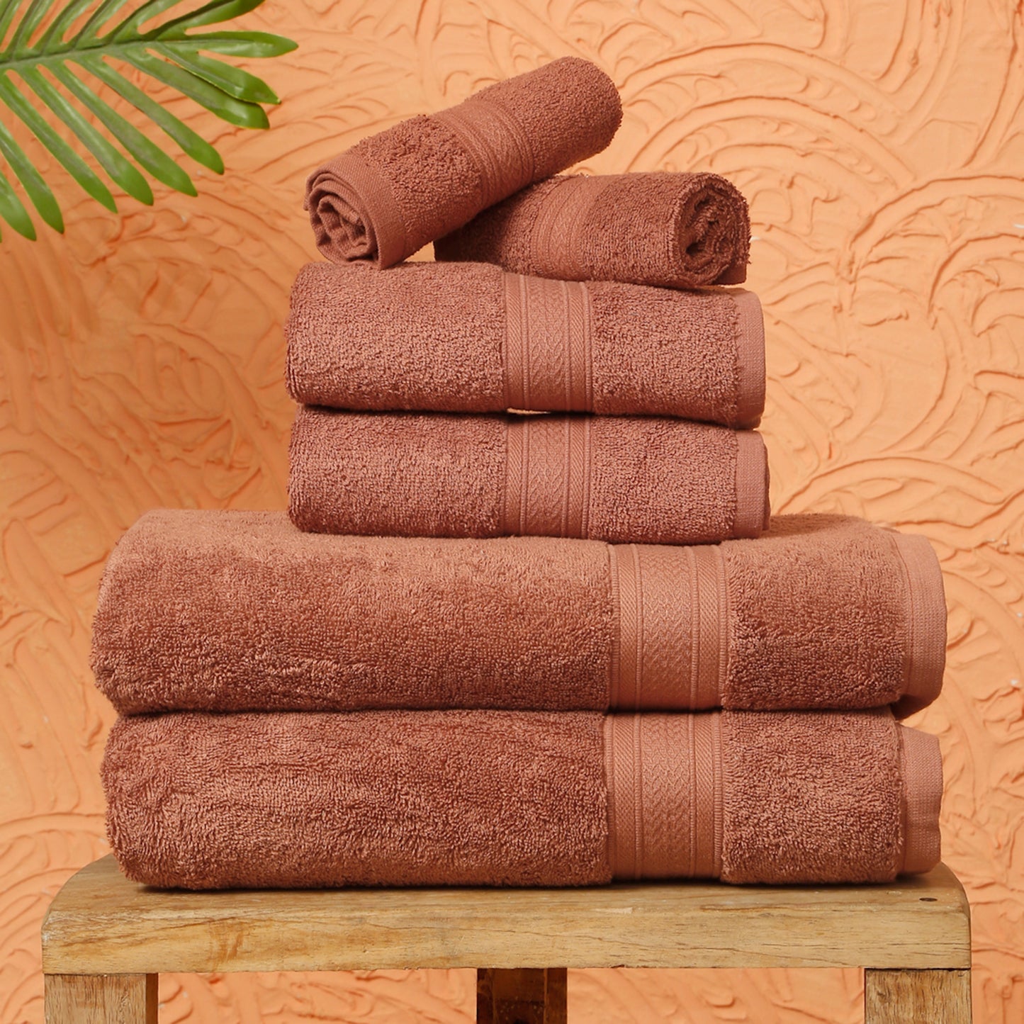 Premium 6 Piece Dark Rust Colour Cotton Towel Set (Bath, Hand & Face)