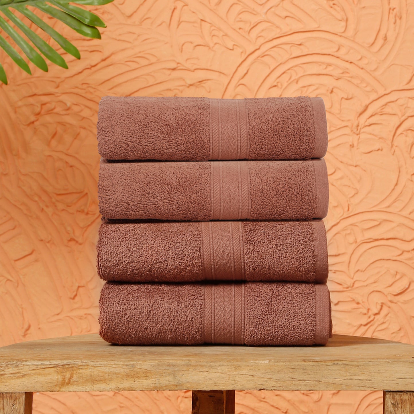 Premium 500 GSM 100% Cotton Dark Rust Colour Hand Towels (Pack of 4)