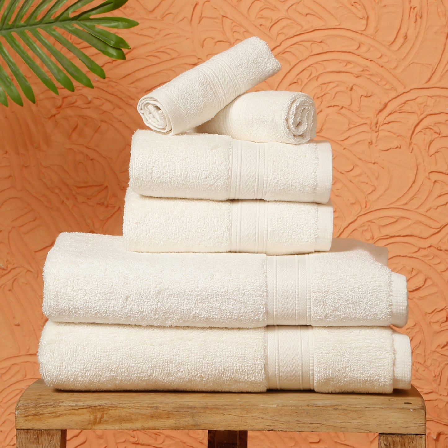 Premium 6 Piece Cream Colour Cotton Towel Set (Bath, Hand & Face)